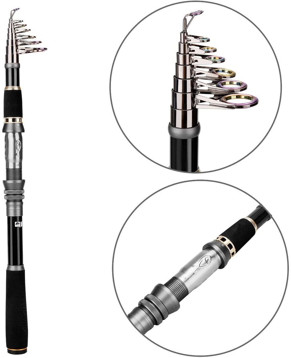 PLUSINNO telescopic rod aluminum oxide guides ensure smooth performance in saltwater adventures.