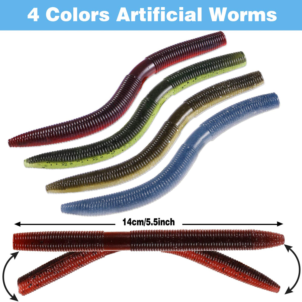 PLUSINNO wacky-worm-lures-closeup highlights double-colored, lifelike bodies that attract curious fish.