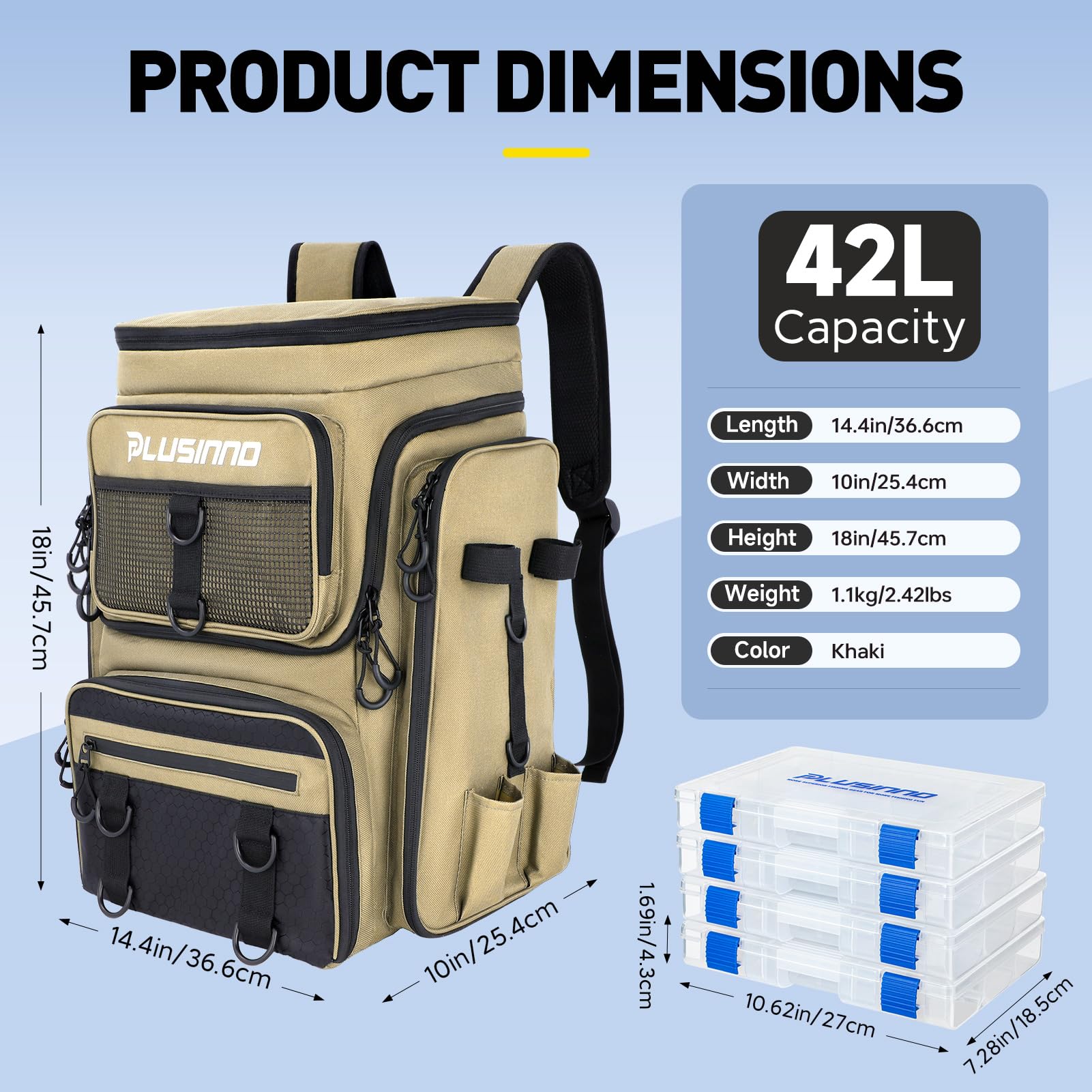 PLUSINNO water-resistant fishing backpack protects tackle in wet conditions