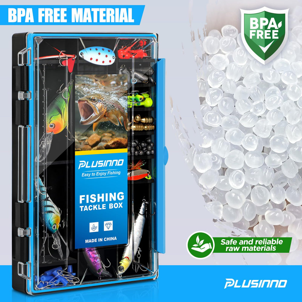 Transparent lid with visible fishing lures inside