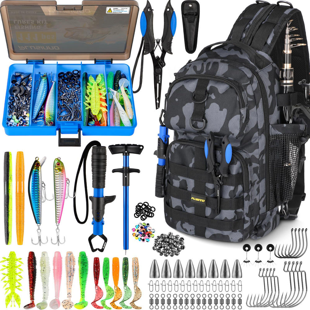 PLUSINNO waterproof sling tackle bag open main compartment for easy access on the water