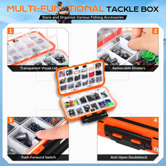 PLUSINNO waterproof tackle box lid keeps gear dry during splashes.