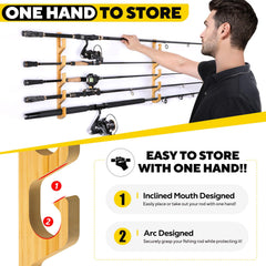 Solid wood rod holder with arc structure