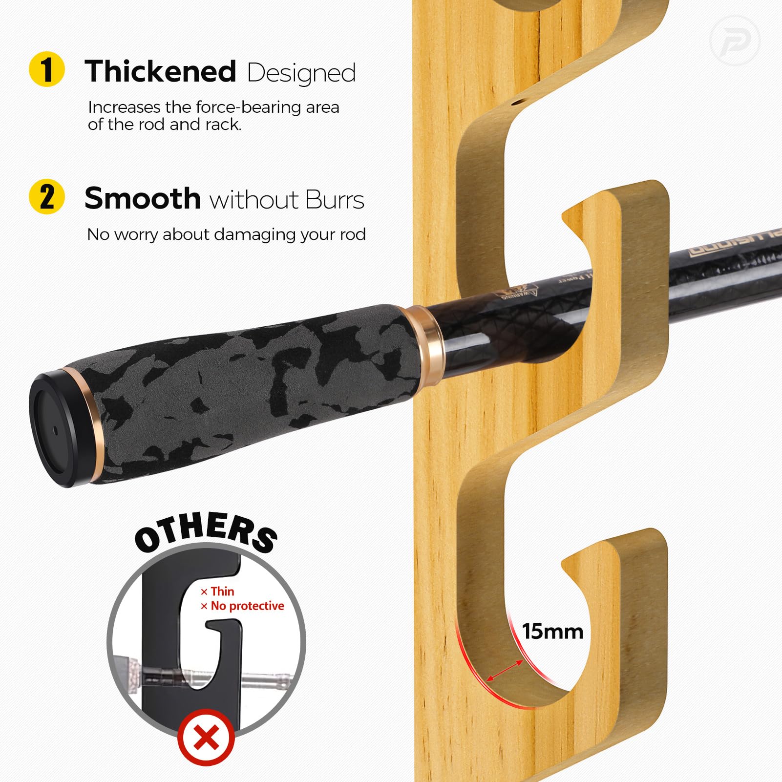 PLUSINNO WH5 tilted-opening design enables one-handed rod storage and retrieval.