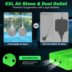 Two XXL air stones delivering dense bubbles