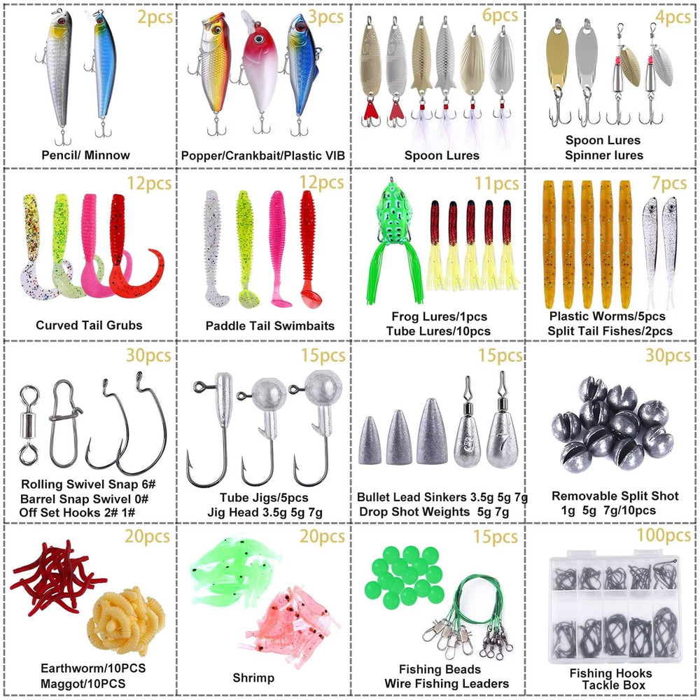 Full PLUSINNO 302-piece fishing lures kit