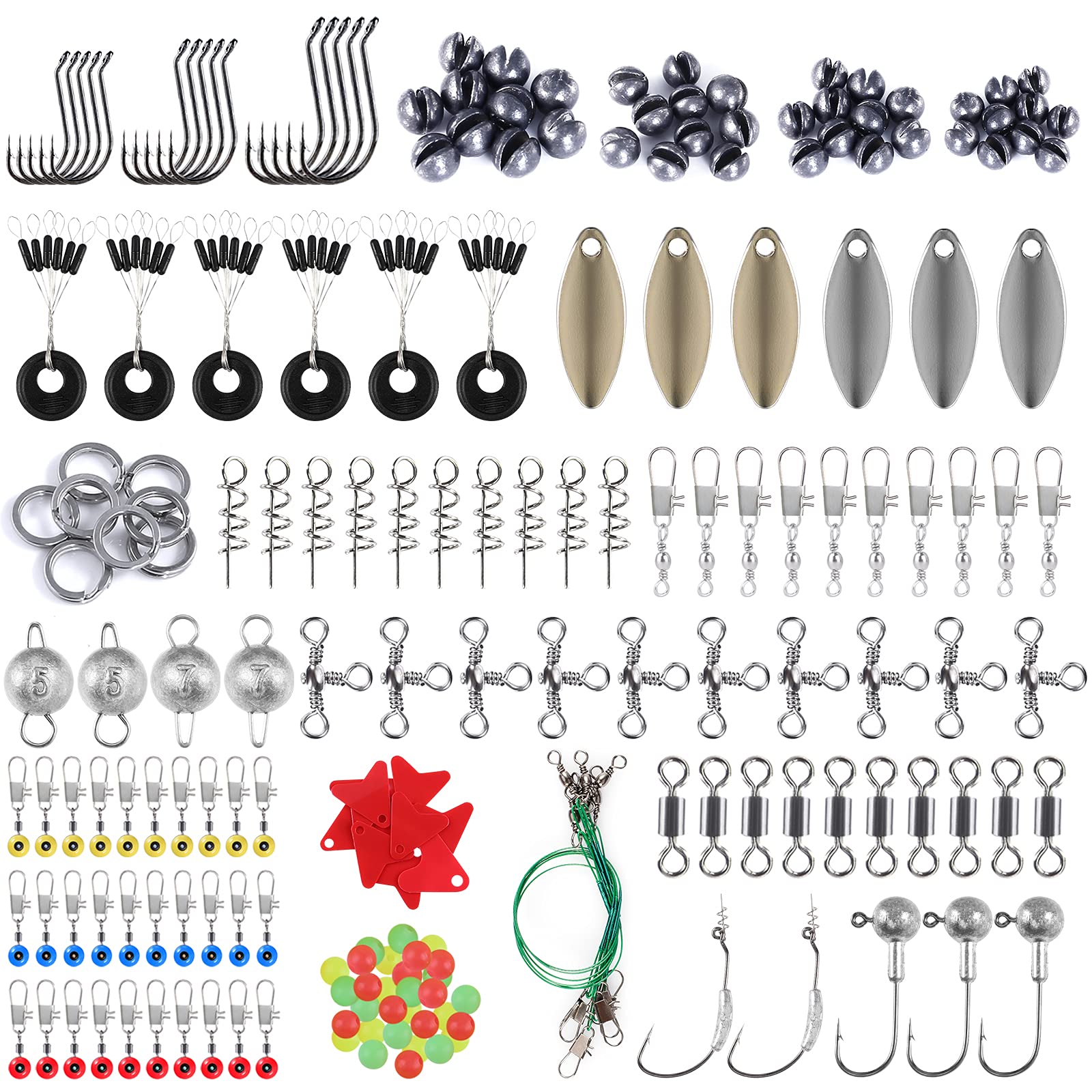 Assorted weights sinkers beads and leaders