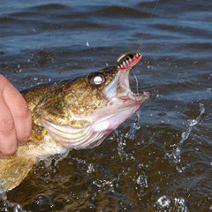 Assorted PLUSINNO spinner lures measuring 5.5–8.5 cm with treble hooks