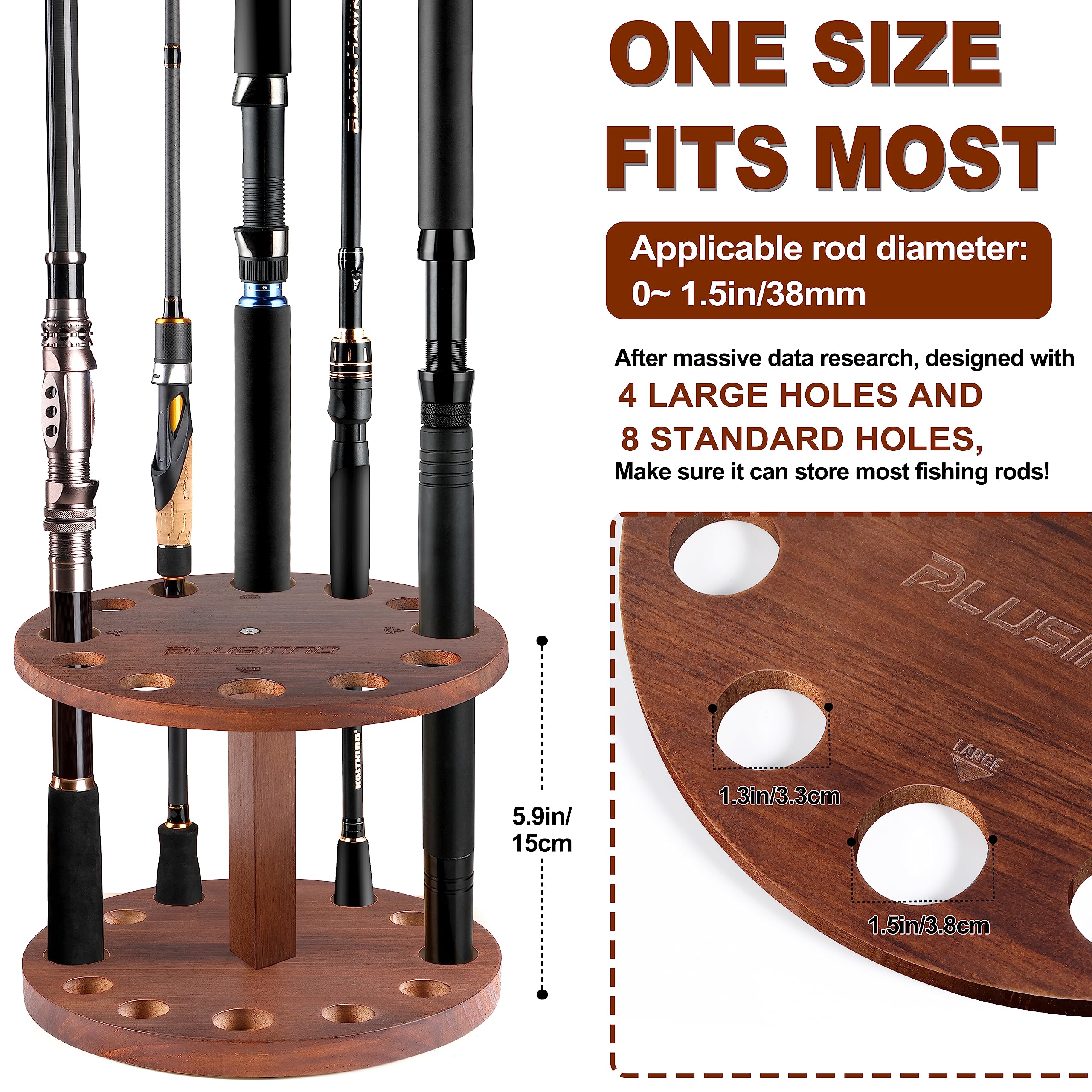 Storage for rods and nets with large holes up to 1.5 inches