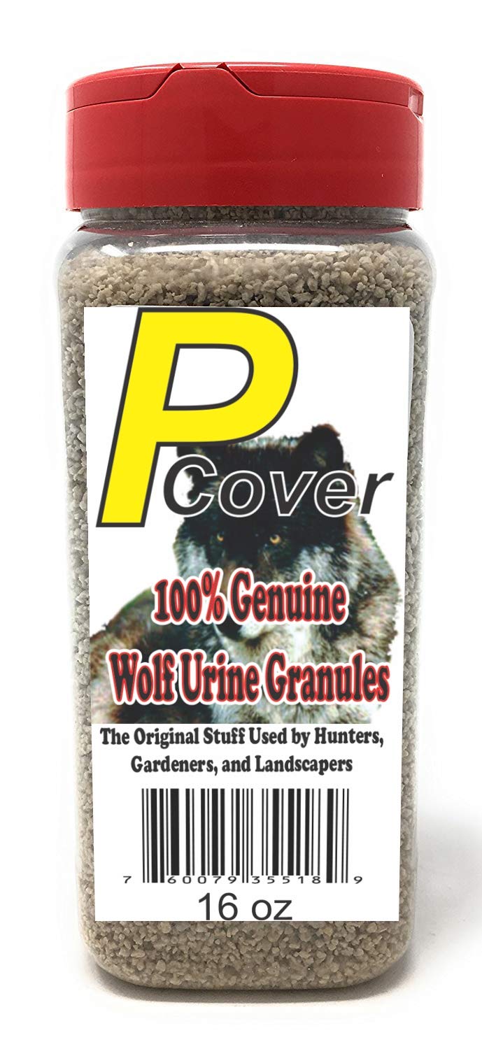 Pmart Wolf Urine Granules bottle deters wildlife from your yard.