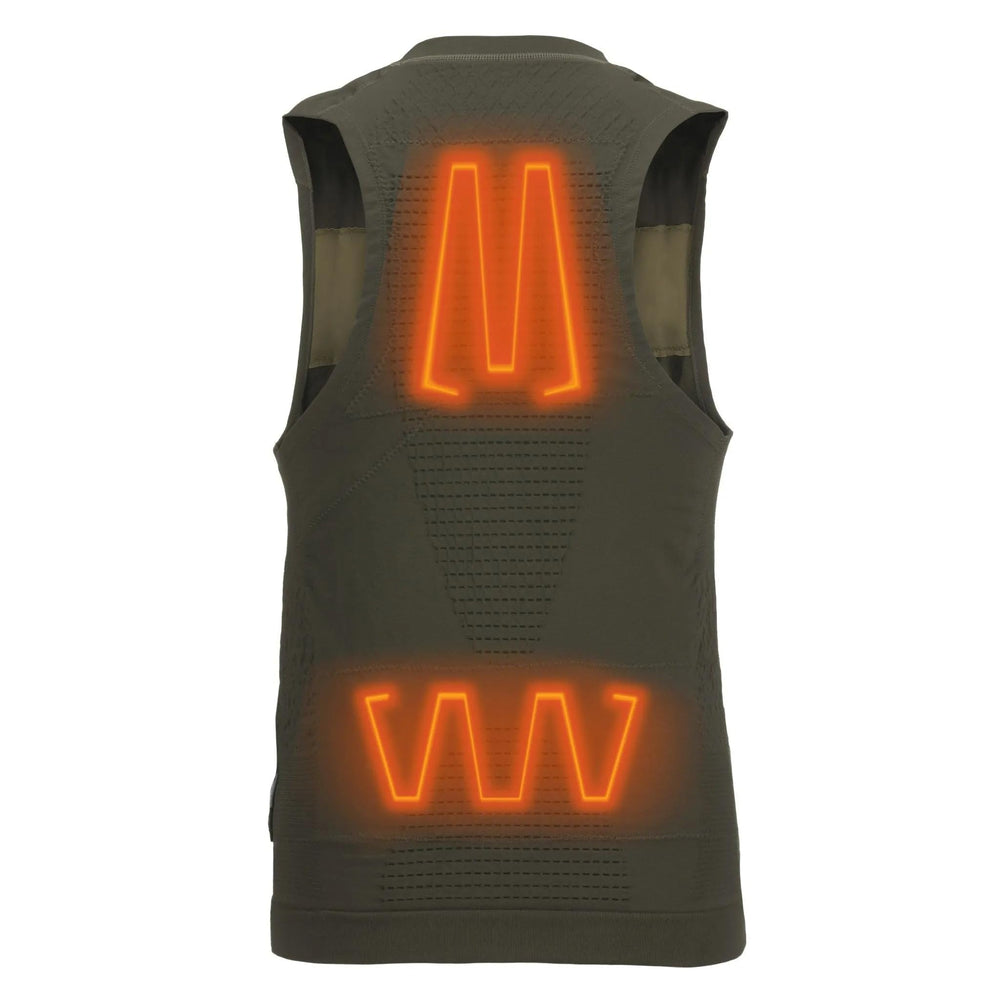 Pnuma IconX vest battery and charger visible for portable heat on outdoor trips.