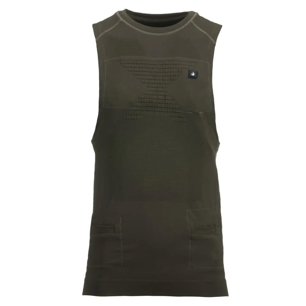 Pnuma IconX vest front view in Pine Creek color showing layering-friendly, slim fit.