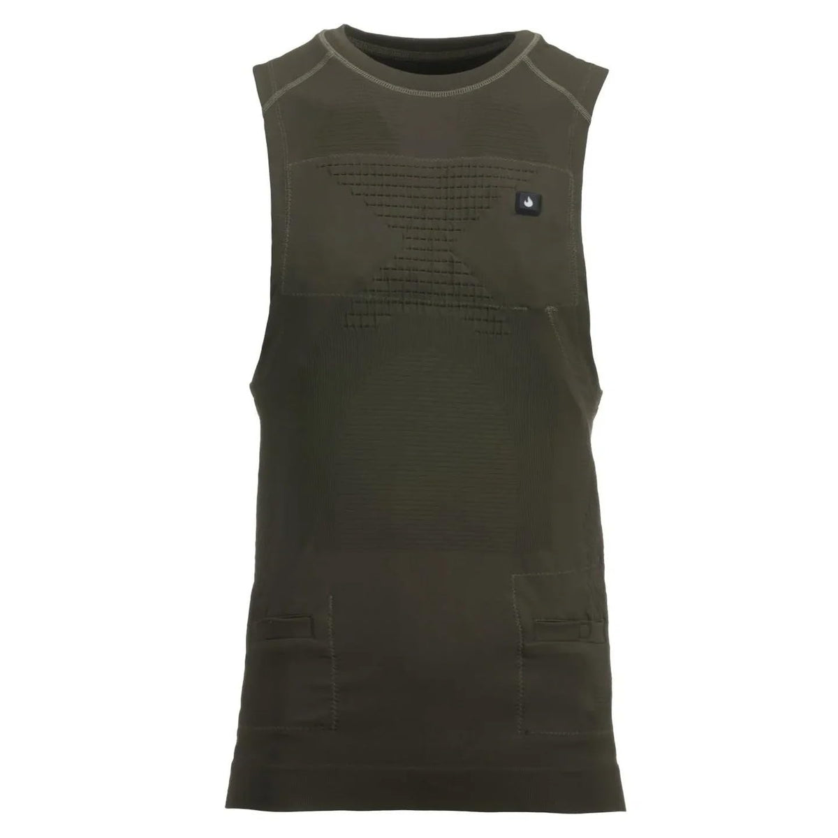 Pnuma IconX vest front view in Pine Creek color showing layering-friendly, slim fit.