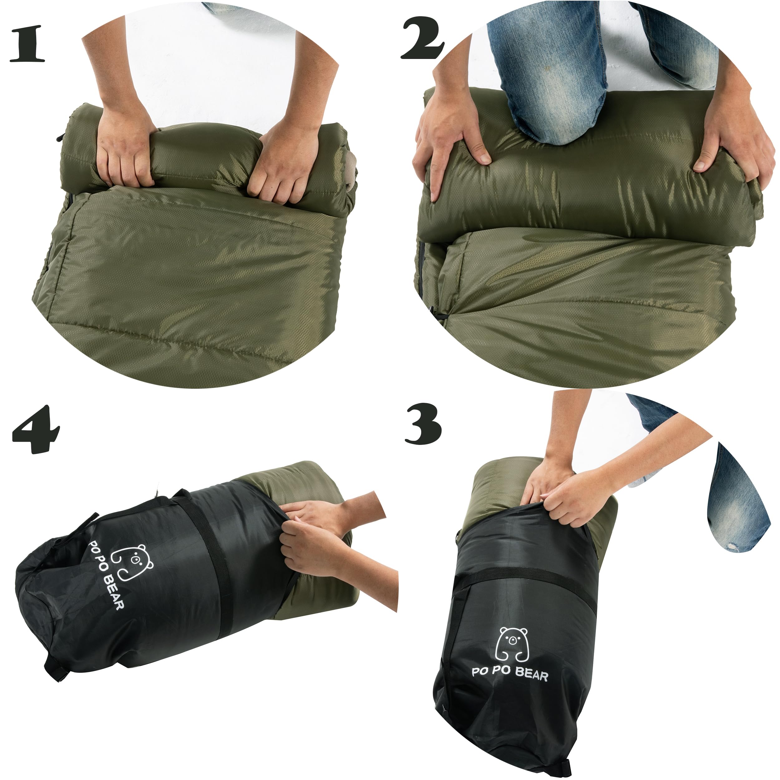 PO PO BEAR zero-degree sleeping bag left-right zipper allows flexible setup