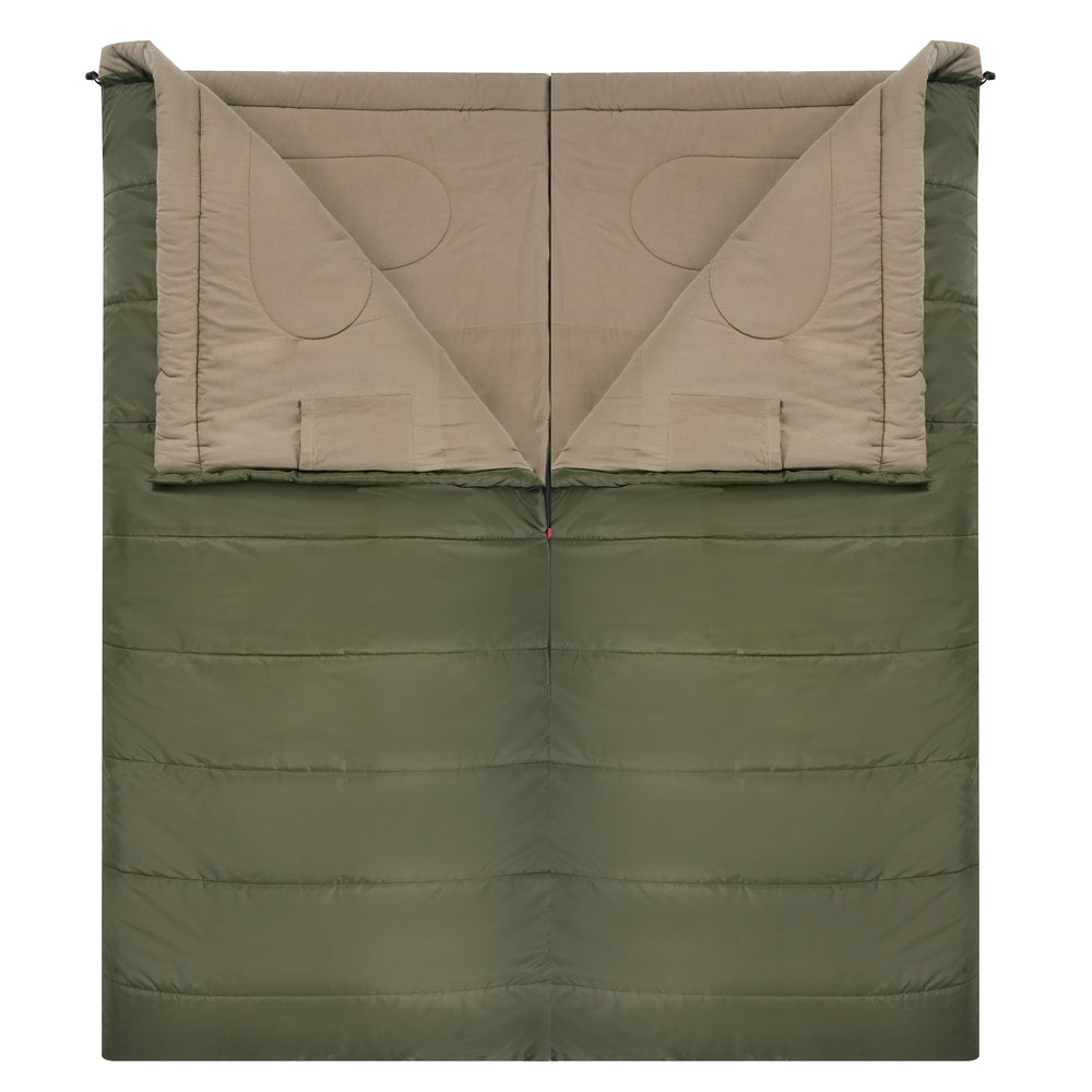 PO PO BEAR Zero Degree Sleeping Bag green laid flat highlights generous interior space.