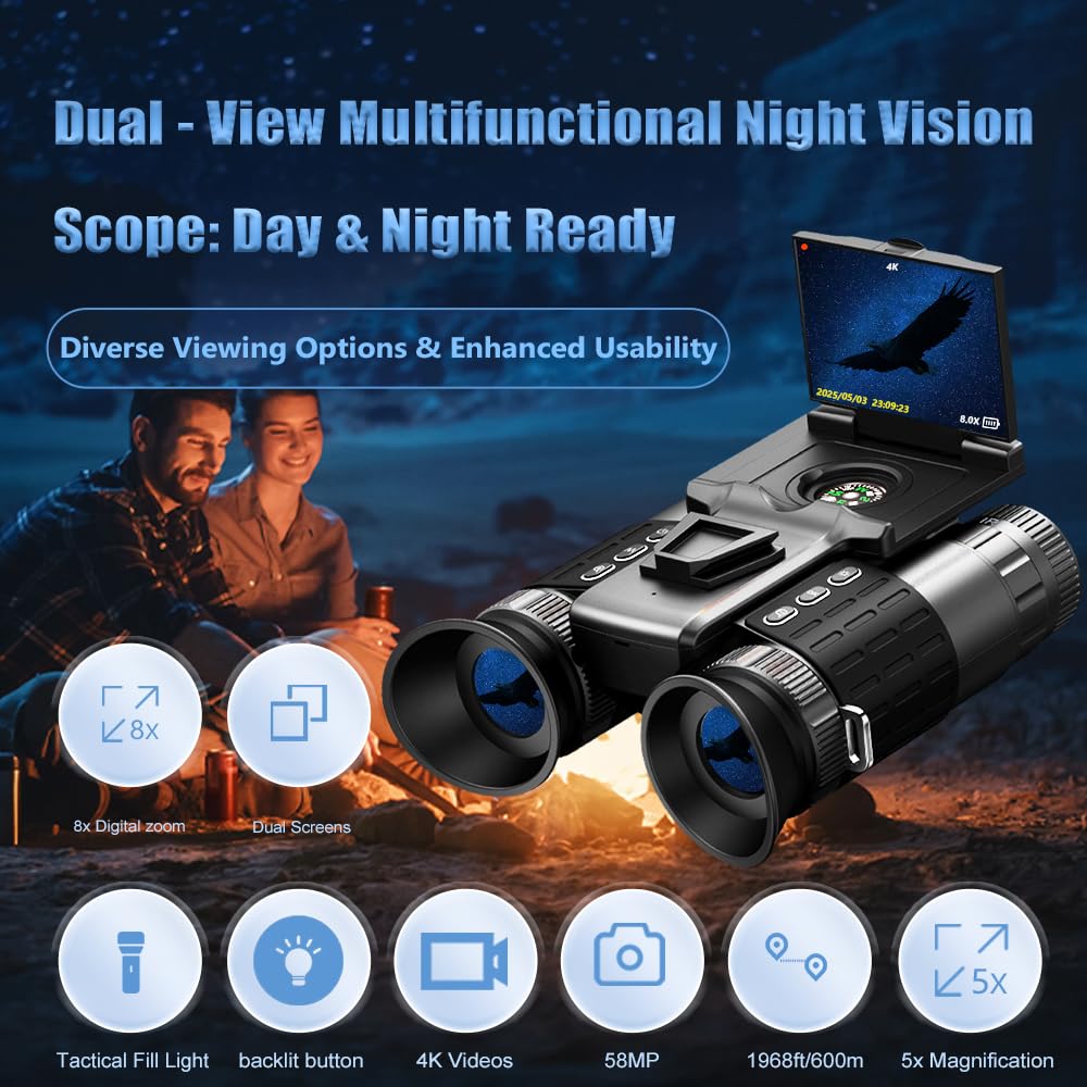 Poaid night vision goggles with 4K display for clear night footage.