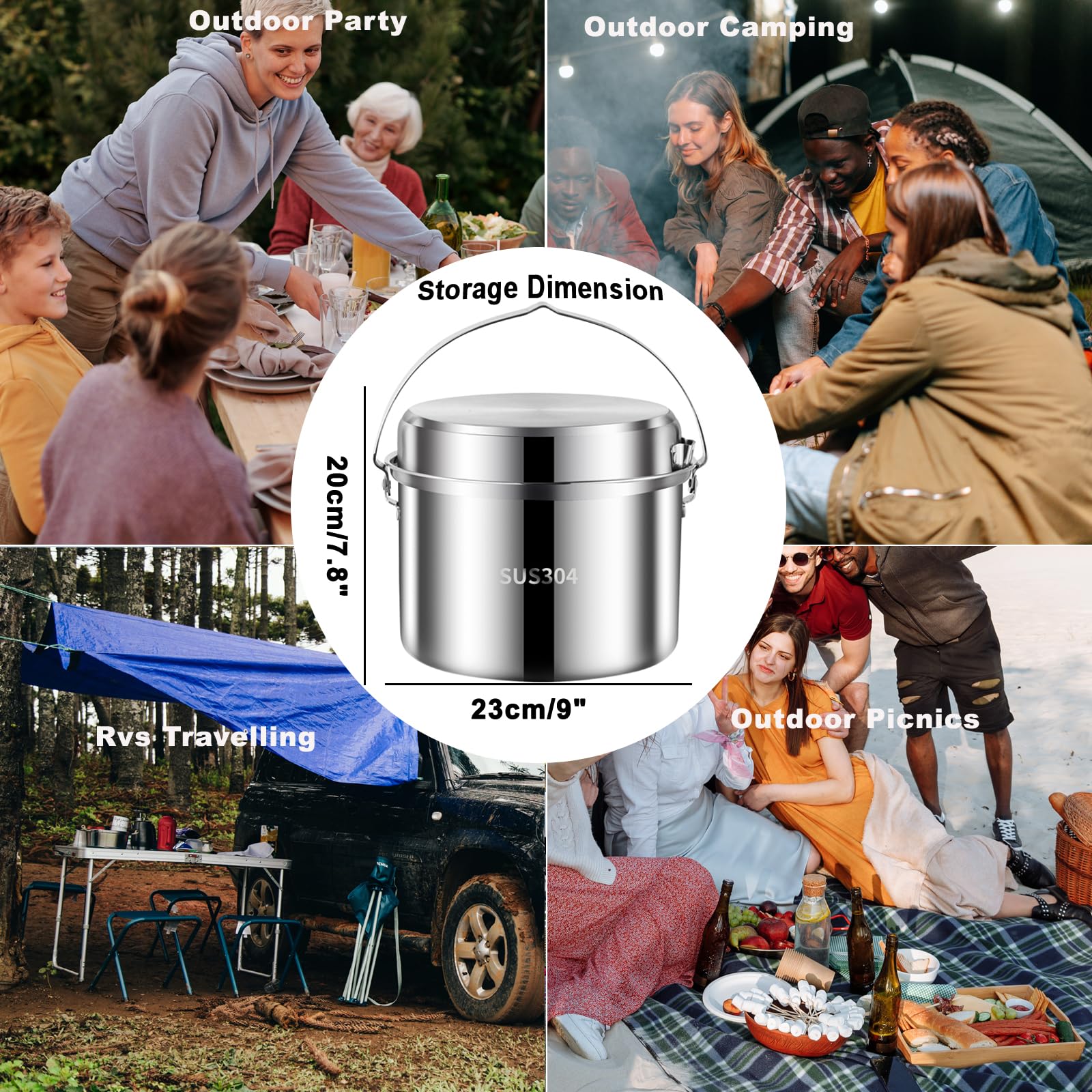Pobowlgarls camping cookware collapsed design saves backpack space