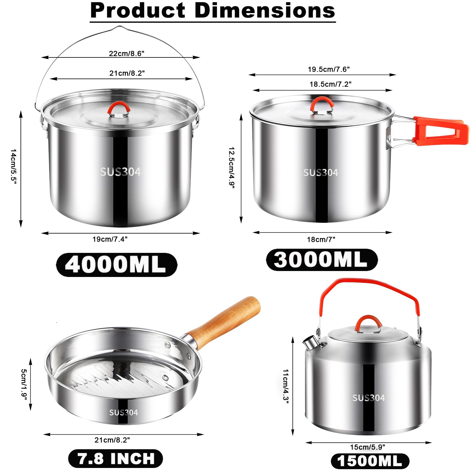 Pobowlgarls camping cookware medium pot with lid for versatile meals