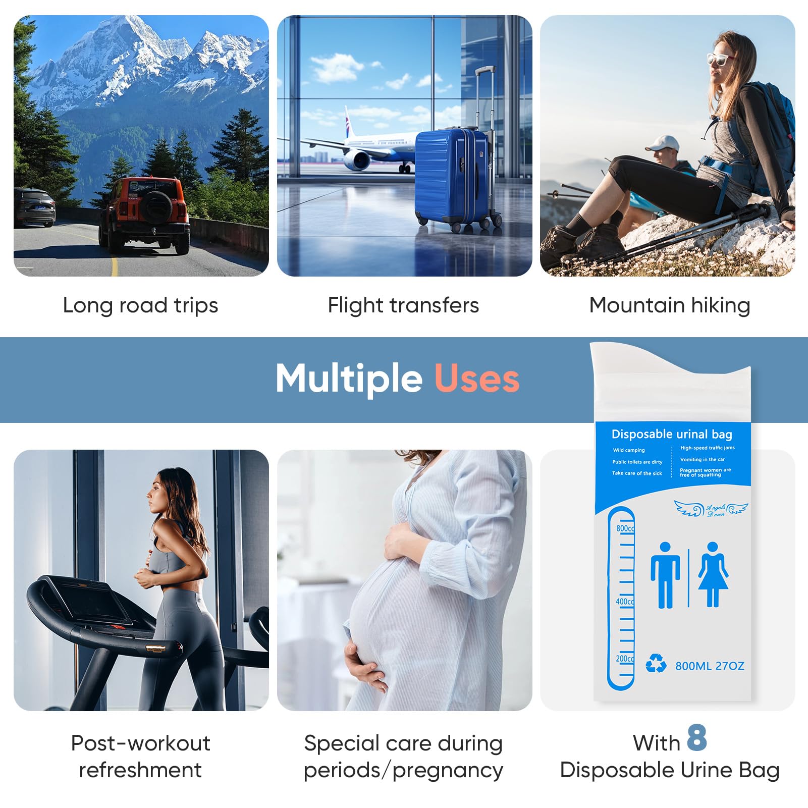 POCALAND disposable urine bag designed for unisex use and secure sealing