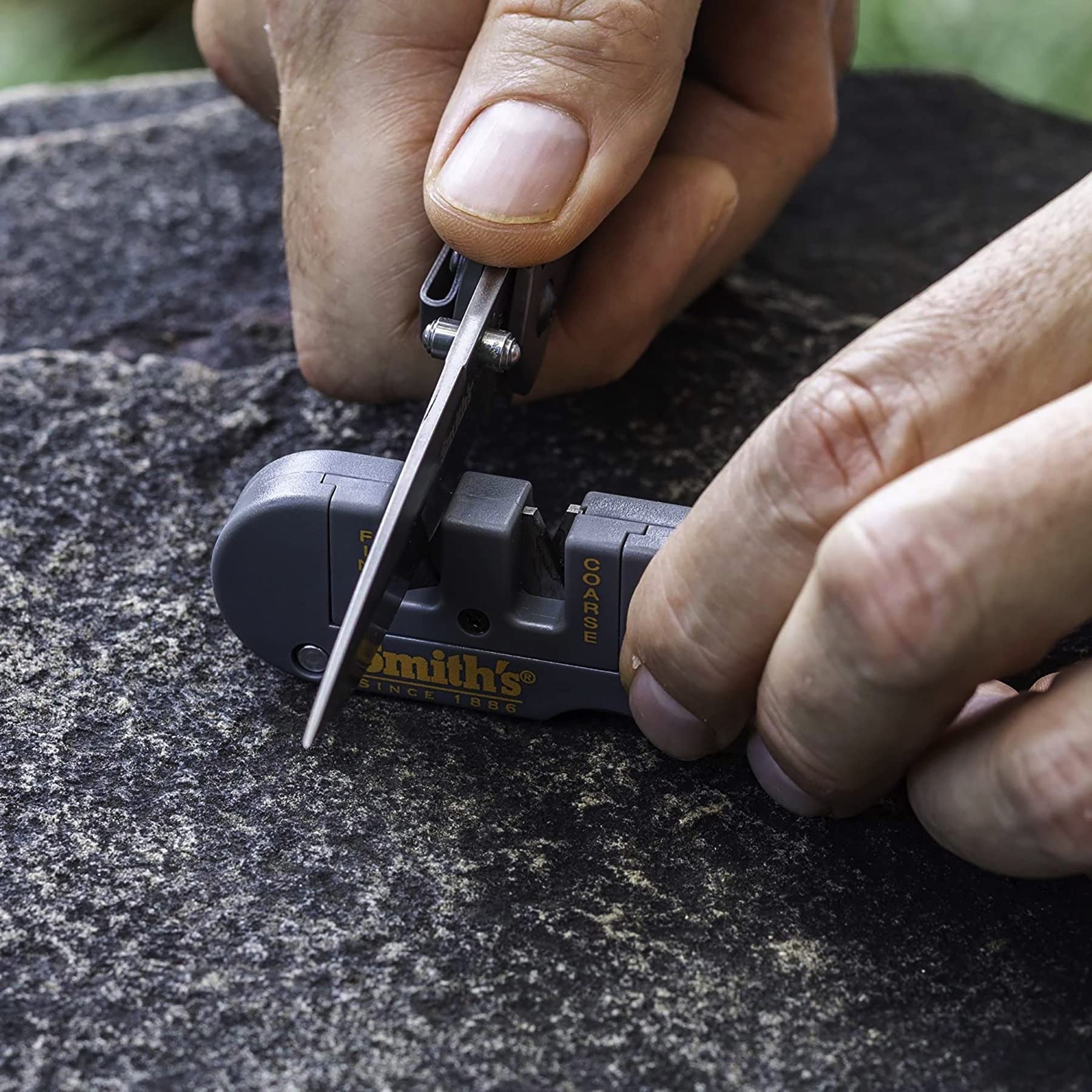 Versatile pocket Pal sharpener for fishing, hunting, camping and hiking