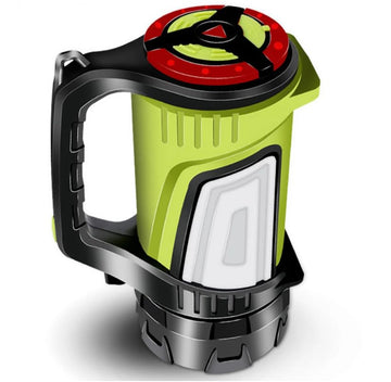 Pocketman green LED searchlight suitable for outdoor enthusiasts in low-light conditions.