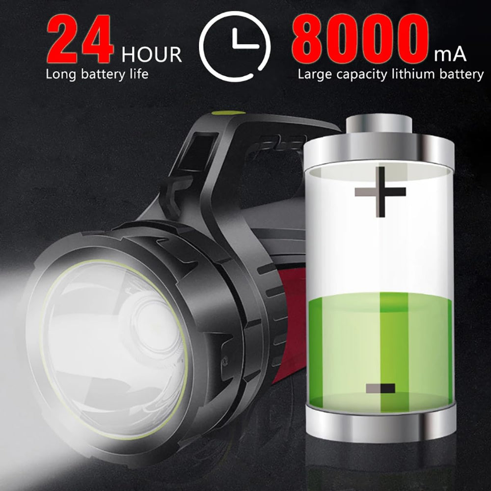 Pocketman portable torch with adjustable shoulder strap for easy carrying during camping.