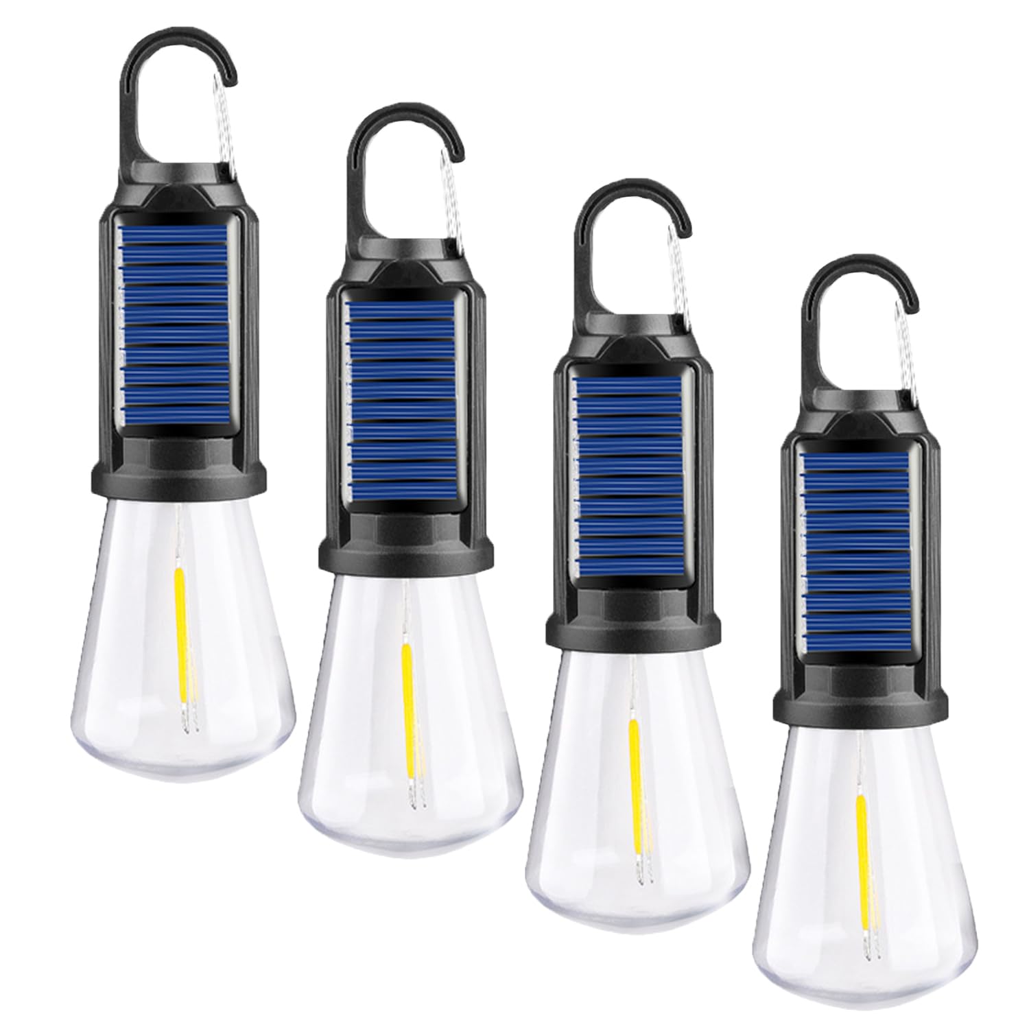 Pocketman solar tent light with clip hook, ideal for hands-free camping tasks.