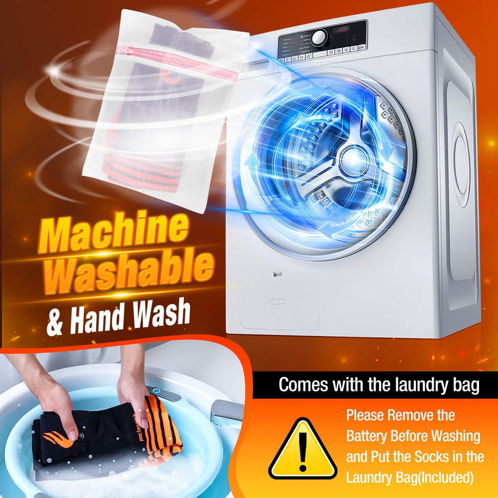 Pocleanish heated socks are machine-washable for easy care.