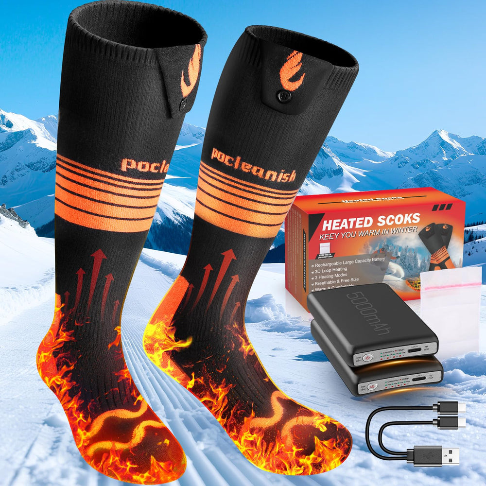 Pocleanish heated socks outer view highlights all-day warmth for cold outings.