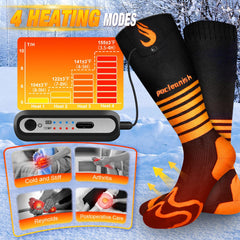 Pocleanish heated socks padded-heel-toe close-up emphasizes comfort during activity.