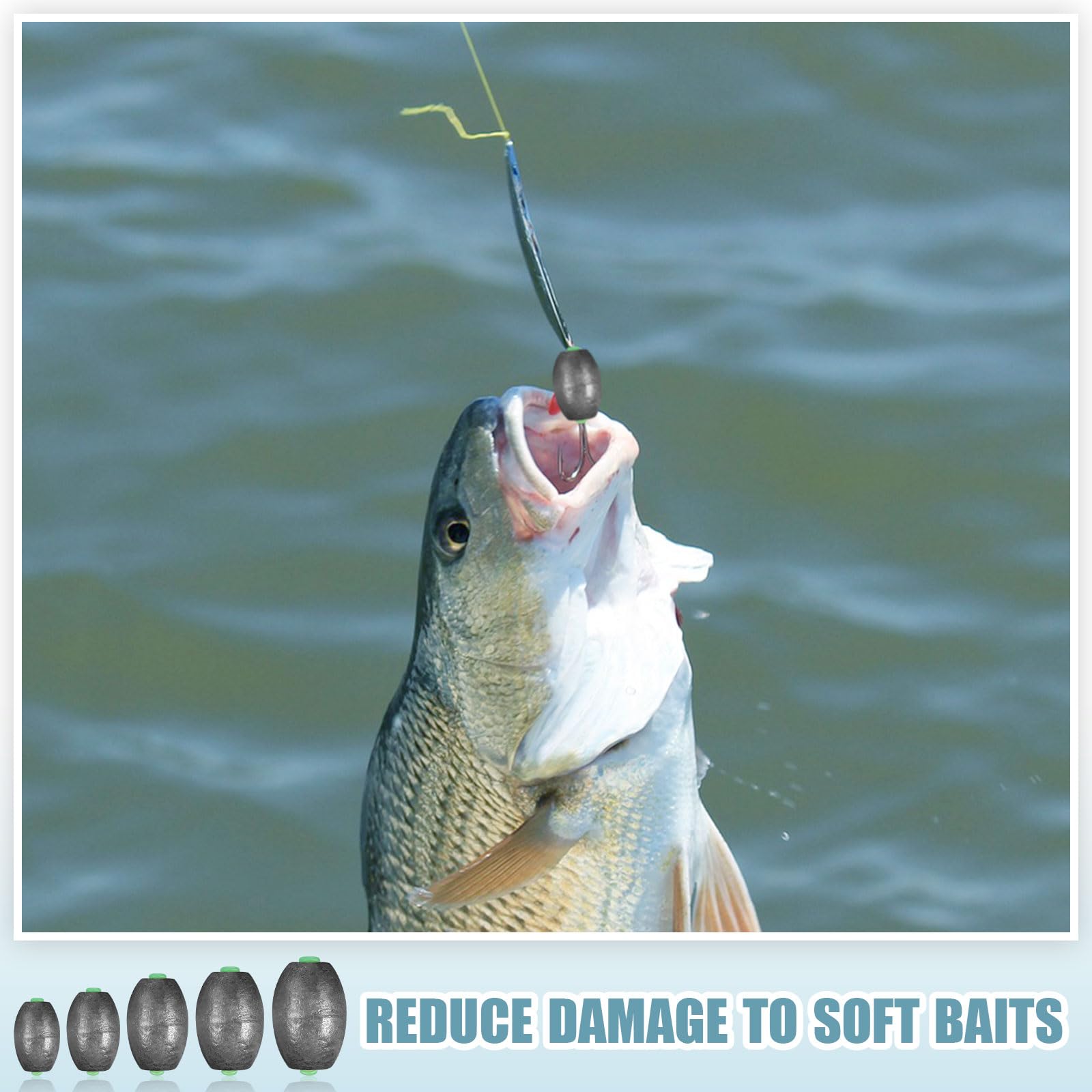Poen egg sinkers promote smooth casting distance and fast water entry
