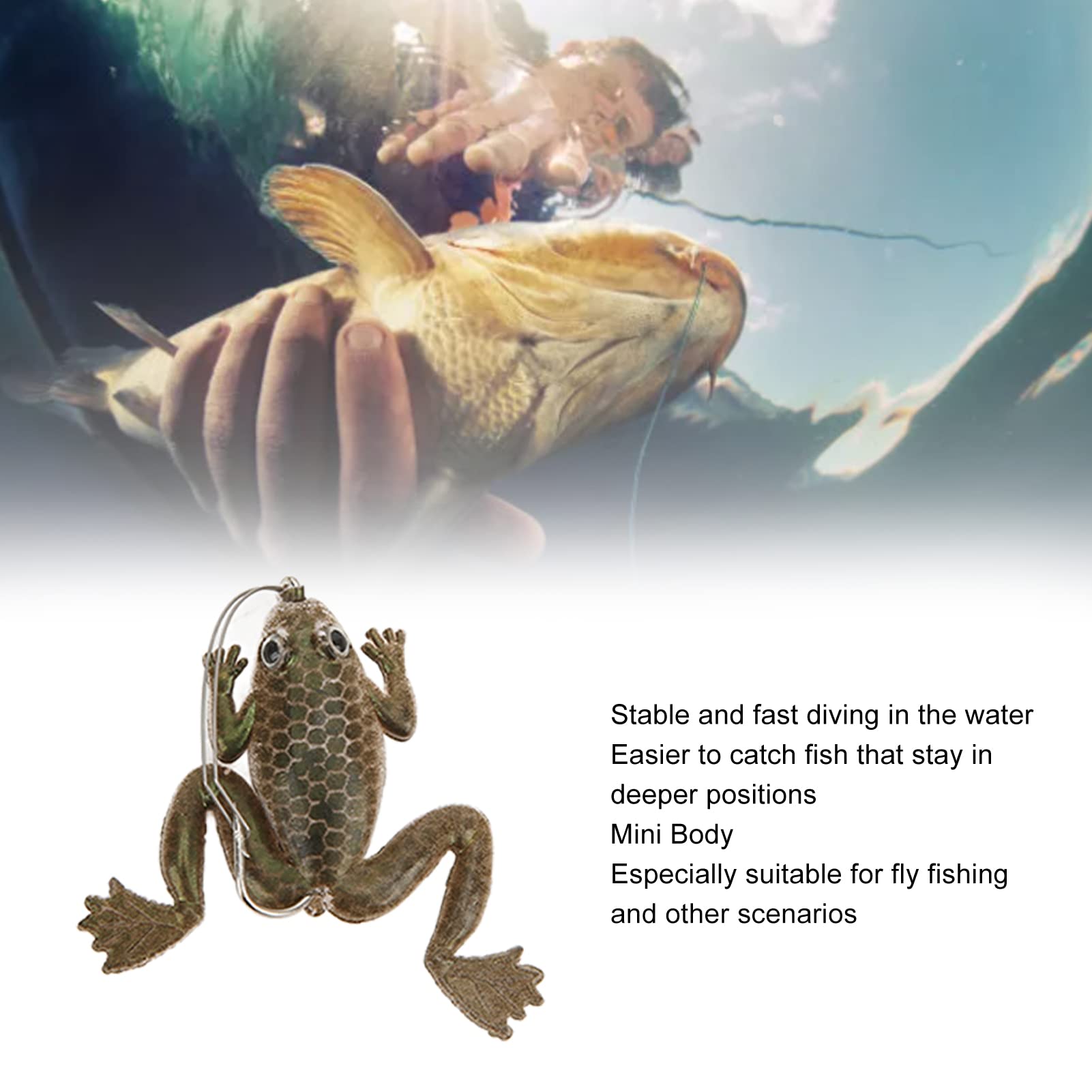 POENVFPO Frog Lure deep diving stability for deeper water fishing
