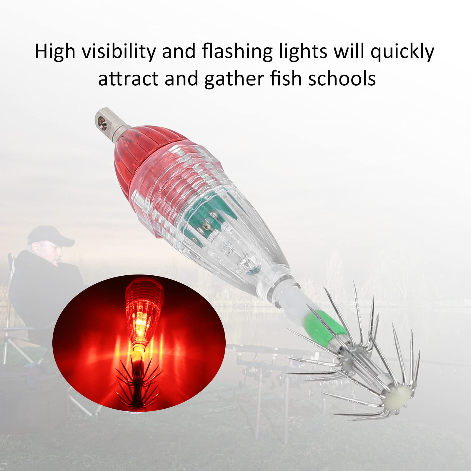 Lure light with battery inserted, ready to use