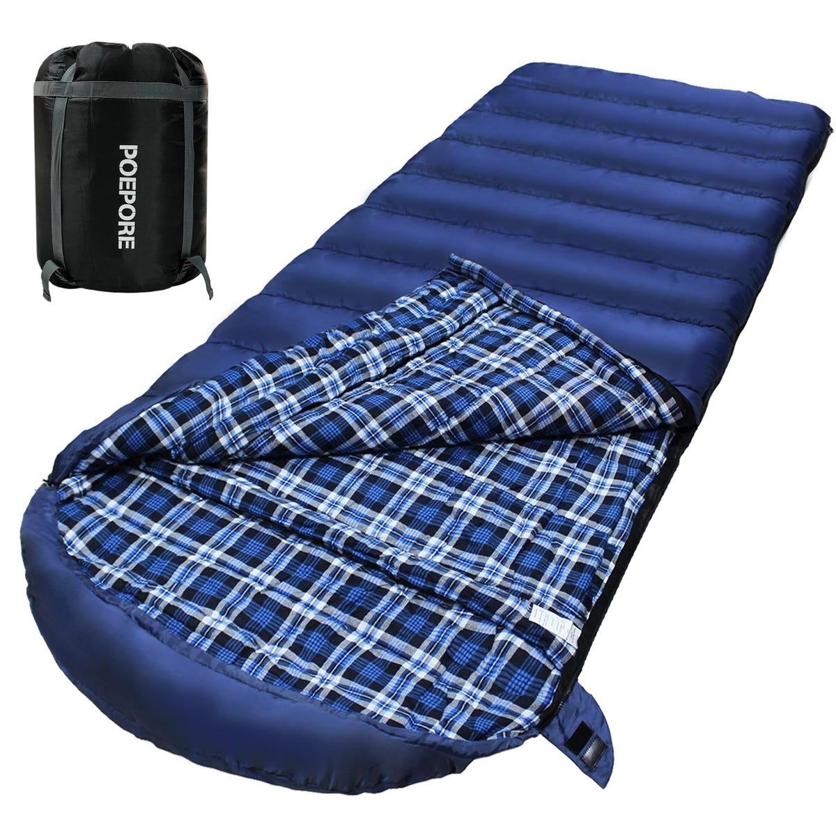 POEPORE 0-degree XXL sleeping bag exterior shows roomy cold-weather camping space