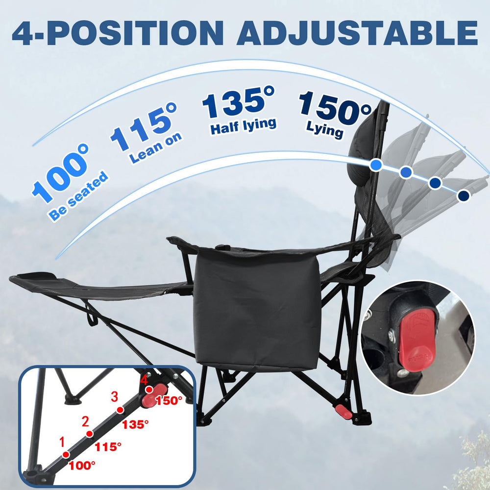 POEPORE 4-position recline angles from 100° to 150° for comfort customization.