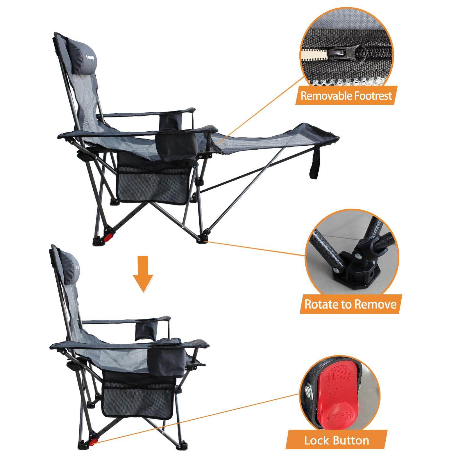 POEPORE chair with cup holder and side pocket keeps essentials close