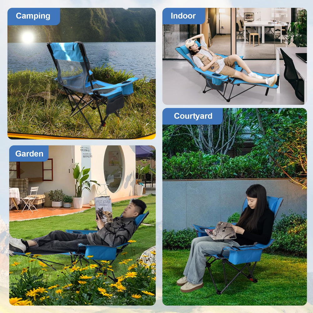 POEPORE outdoor lounging chair set up on a patio for relaxation.
