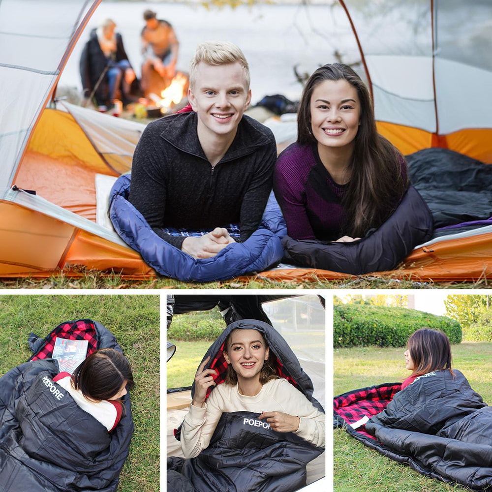 POEPORE portable sleeping bag packs neatly in the included compression sack.