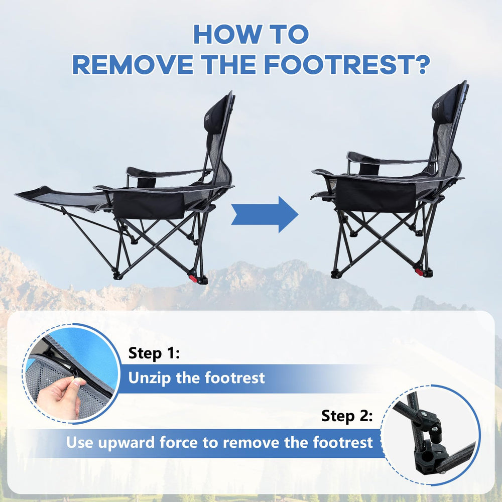 POEPORE folding chair packs compactly for travel and storage.
