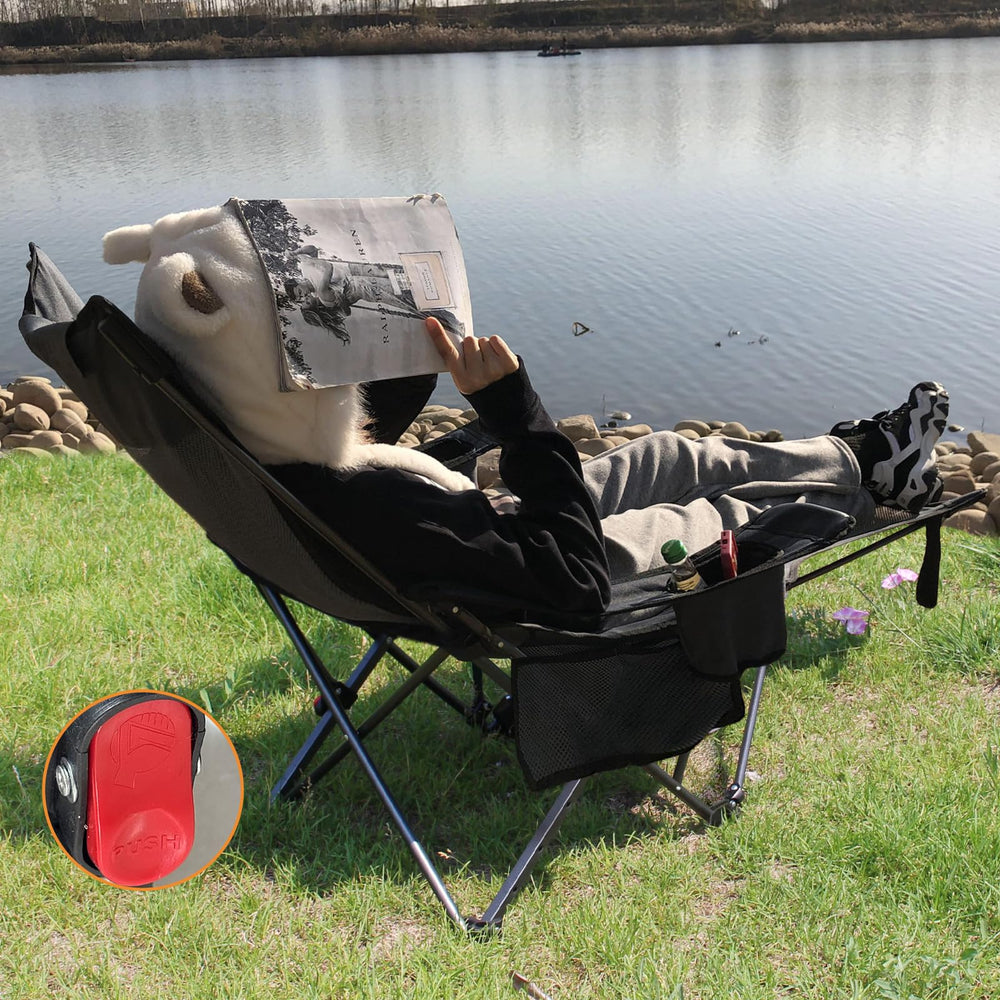 POEPORE removable footrest chair side view provides adjustable leg support