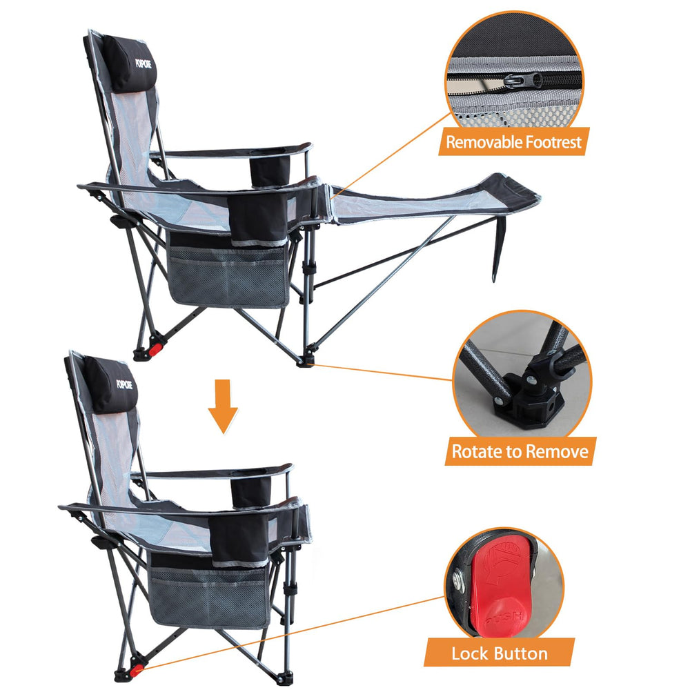 POEPORE removable footrest option enhances lounging flexibility
