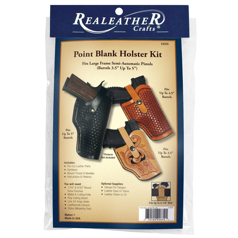 Point Blank Holster Kit front view with pre-cut veg-tan leather parts