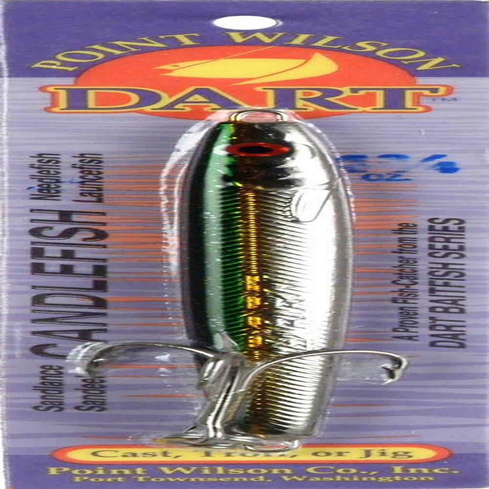 Point Wilson Candlefish Jig in green nickel sinks fast for deep-water sport fishing.
