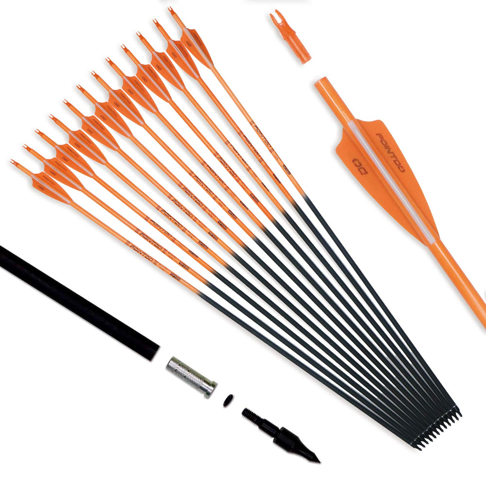 Pointdo 30-inch carbon arrow with fluorescent shaft improves target spotting during practice.