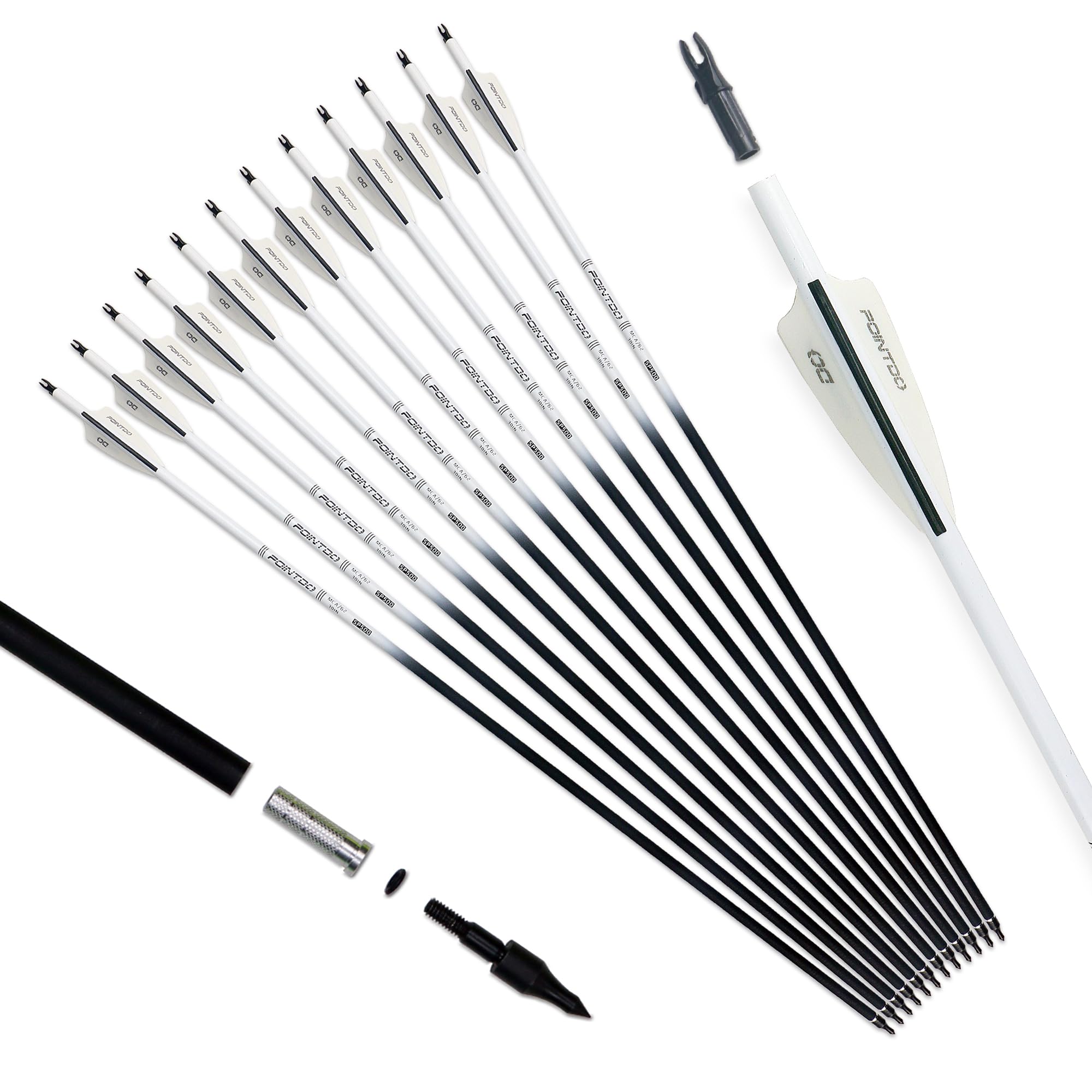 Pointdo 30inch carbon arrow with fluorescent shaft for easy field visibility
