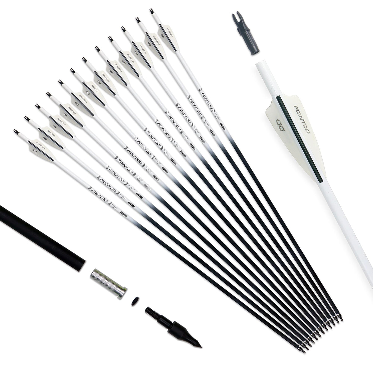 Pointdo 30inch carbon arrow with fluorescent shaft for easy field visibility