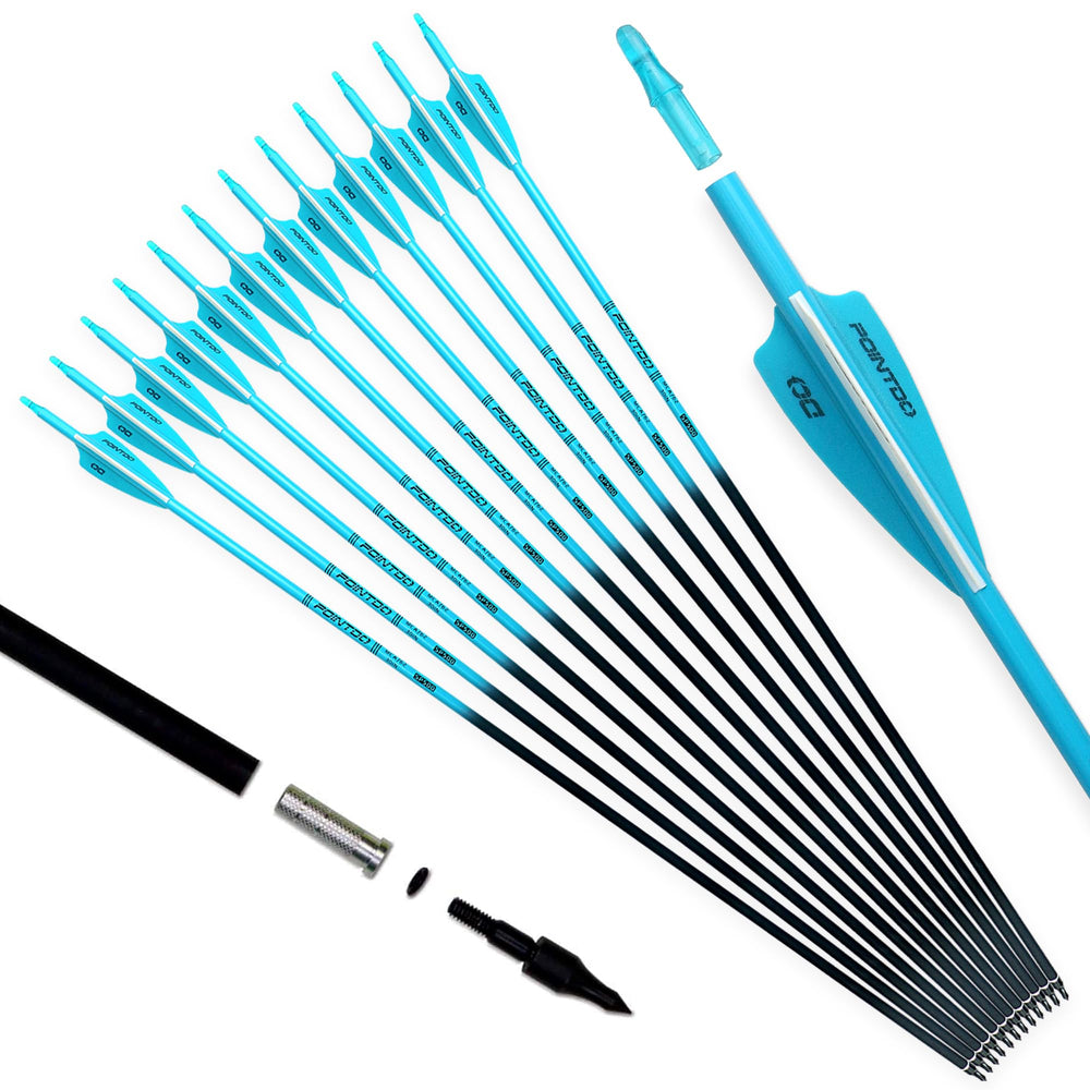Pointdo carbon arrow with fluorescent shaft aiding quick target sighting during practice