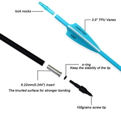Pointdo carbon arrow fluorescent vanes show color contrast for arrow orientation
