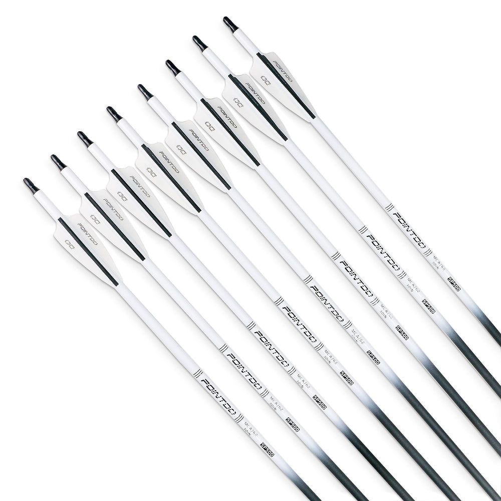 Pointdo fluorescent fletching in white and black aids target finding