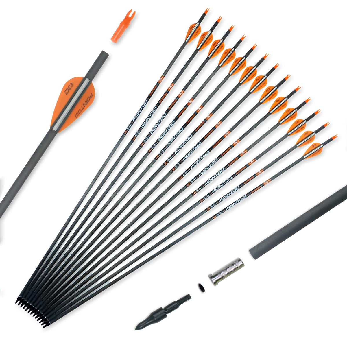 Pointdo XERO carbon arrow 30in shaft orange white ideal for target practice accuracy